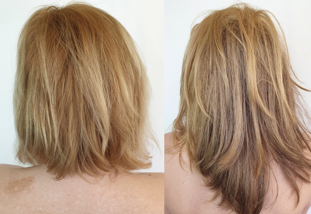 włosy przed i po stosowaniu wcierki do włosów