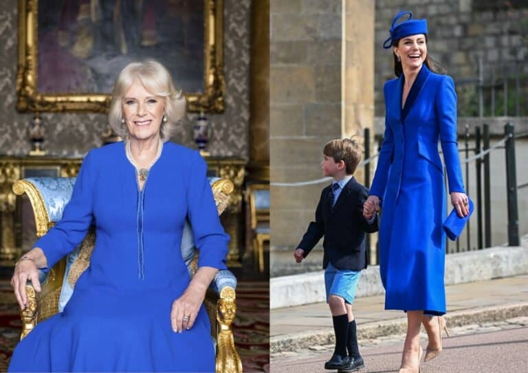 royal blue: królowa Camilla i księżna Kate